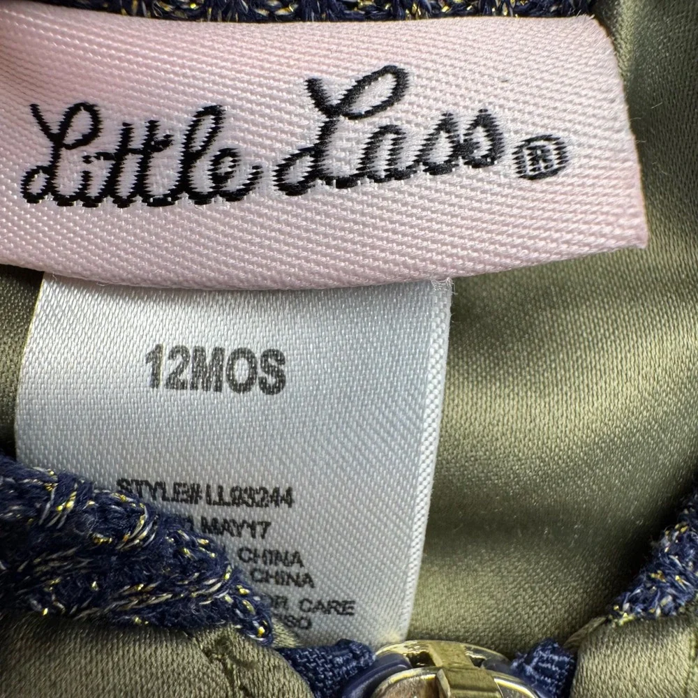 Little‎ Lass Quilted Bomber Jacket Floral Embroidery Kids 12 Months Green Zip Up